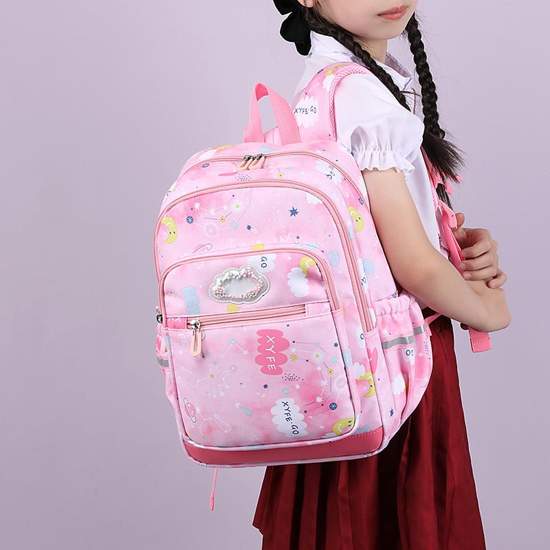 Cute And Fun Durable Nylon School Backpack For Boys And Girls With Comfortable Arm Straps And Cartoon Print