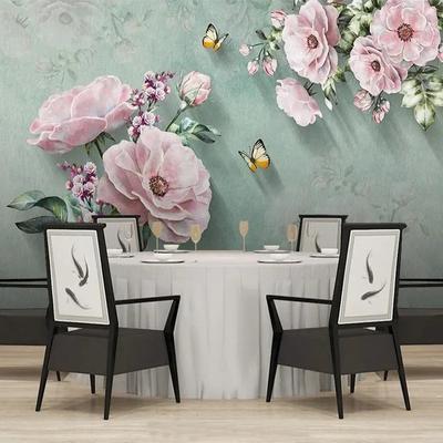 Fototapete Europäischen Retro 3d Rose Blume Schmetterling Wandbild Wohnzimmer Schlafzimmer Dekoration Tapete