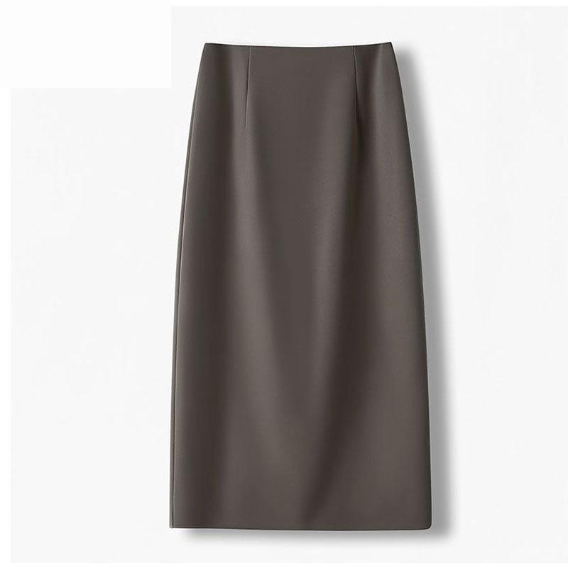 Women's Spring/Autumn 2024 High Waist Midi Pencil Skirt - Slimming A-Line Style