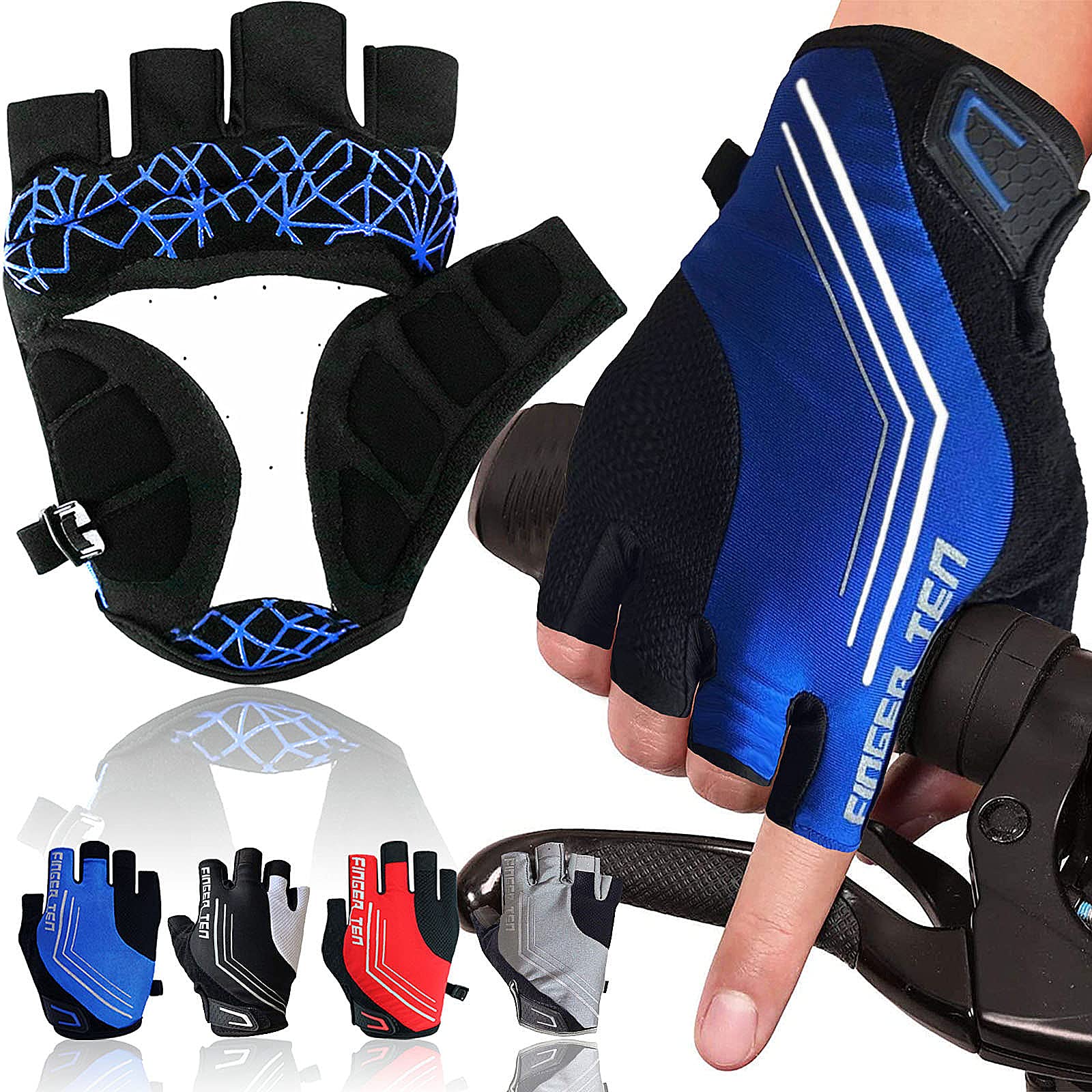 

Cycling Gloves for Cycling and Road 3D and Perfect for Summer Men s Half-Finger Bikes, Padded, Shock-Absorbing, Abrasion-Resistant, Stretchy, синий