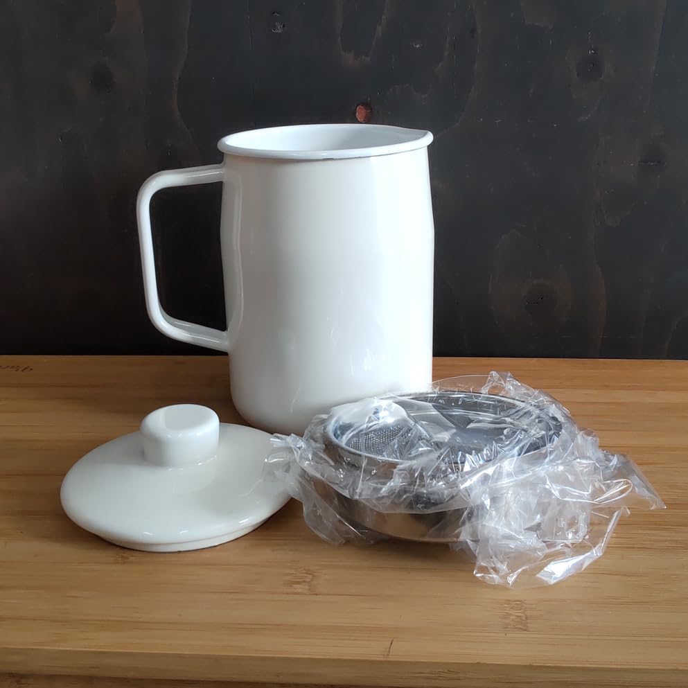 Asplund Enamel Kitchenware Enamel Oil Pot, Cream, 1.1L, 461649