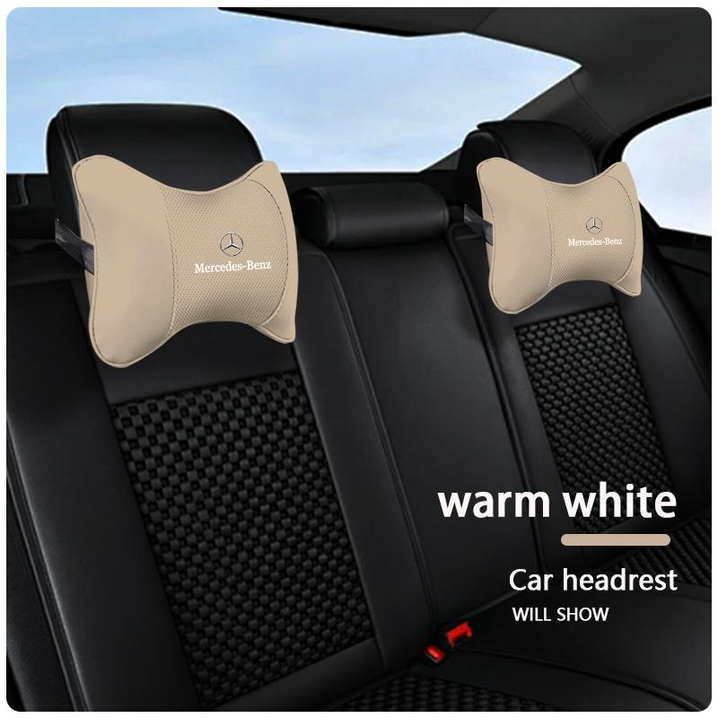 High-quality Leather Car Seat Headrest Memory Foam Comfort Pillow Auto Interior For Benz AMG A/B/C/E/S Class C200L GLC W220 W211 JR9