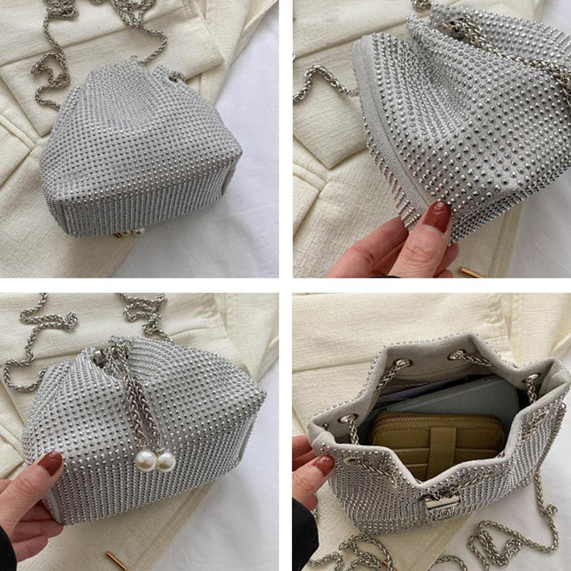 Stylish Chain Crossbody Bucket Bag 2023 New Large Capacity Pu Leather Trendy Handbag