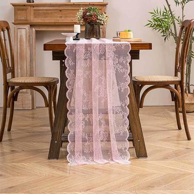 Soft Table Cover Vintage Floral Lace Runner, Sheer Embroidery Tablecloth, Tablecloth Decorative for Wedding Bridal Shower Party