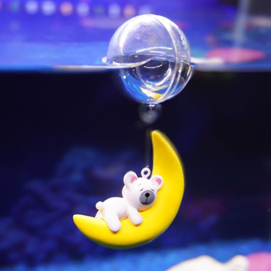 Schwebender Mondbär Schmuck Niedlicher Mini Mondbär Aquariumzubehör für Unterwasserlandschaft Aquarium Dekoration