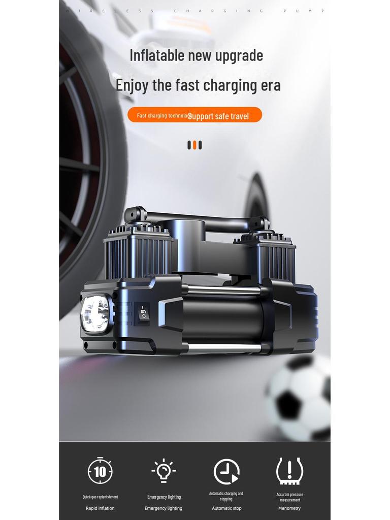 12V Hochleistungs-Doppelzylinder Tragbare Auto-Reifenluftpumpe