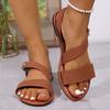 Fashion Women Flat Sandals 2025 Leather Cross Strap Rome Style Comfortable Quality Lightweight Summer Ladies Shoes Buckle Strap Sandals