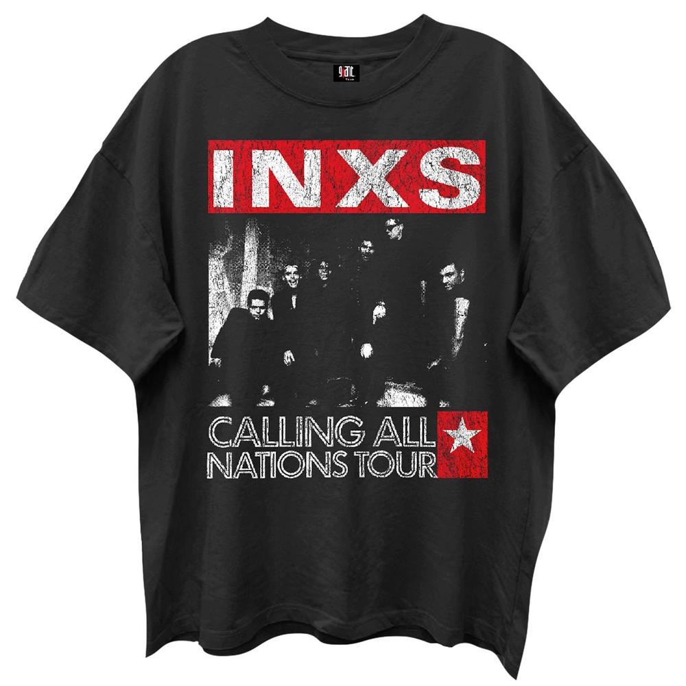 

Мужская винтажная футболка INXS Calling All Nations Tour Лимонный XL