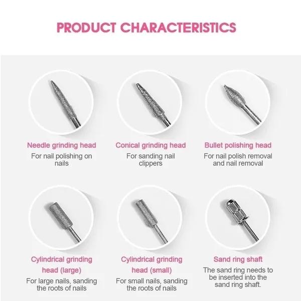 USB Charging Electric Nail Drill Machine Polish Grinding Nail Art Manicure Tool 14Pcs/Set