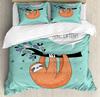 Sloth Bedding Set For Bedroom Bed Home Cartoon Mammal on Tropical Jungle with Green Banana Duvet Cover Quilt Cover Pillowcase