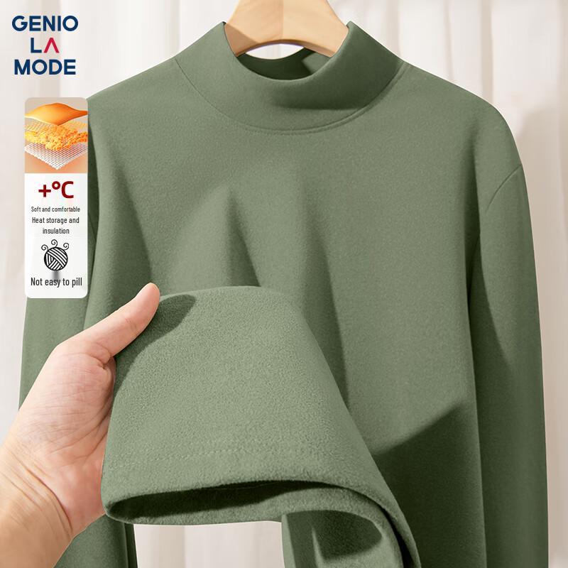 GENIOLAMODE Men s Fleece Lined Half-High Collar Thermal Long-Sleeve T-Shirt 3XL