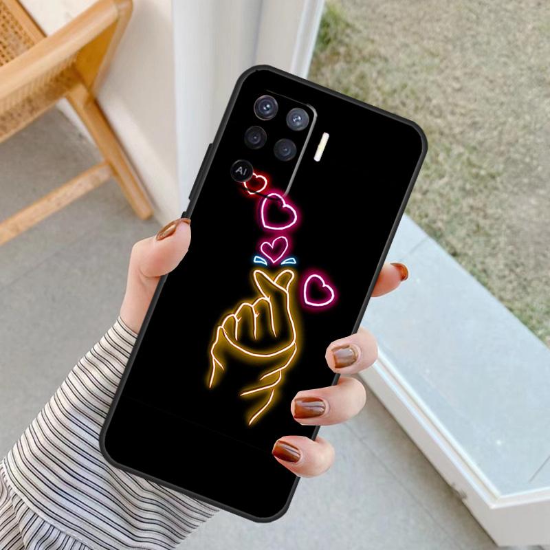Hand hält Mond Finger Herz Hülle Für Oppo A76 A16 A96 A17 A18 A60 A80 A40 A38 A58 A78 A98 A94 A74 A54 A15 A57 A77 A5 Pro