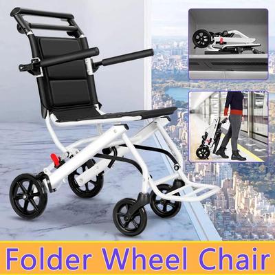 Carrello da Viaggio a Spinta Manuale per Anziani Portatile da Esterno Sedia a Rotelle Pieghevole con Poggiapiedi Braccioli Ultra Leggero