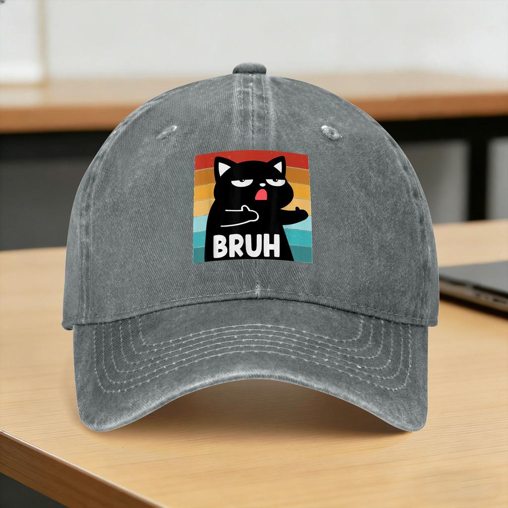 Baseball Cap Funny Meme Saying Bruh Cat Summer Casual Trucker Hat  Couple Women Design Outdoor Sport High Quality Baseball Caps