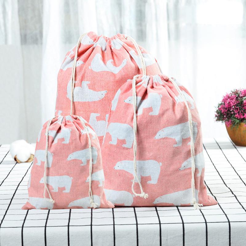 Kočka Medvěd Kreslený Stahovací Šňůrka Bavlněná Lněná Úložná Taška Dárková Cukrovinka Šperky Organizér Make-up Kosmetika Mince Klíče Tašky 49002