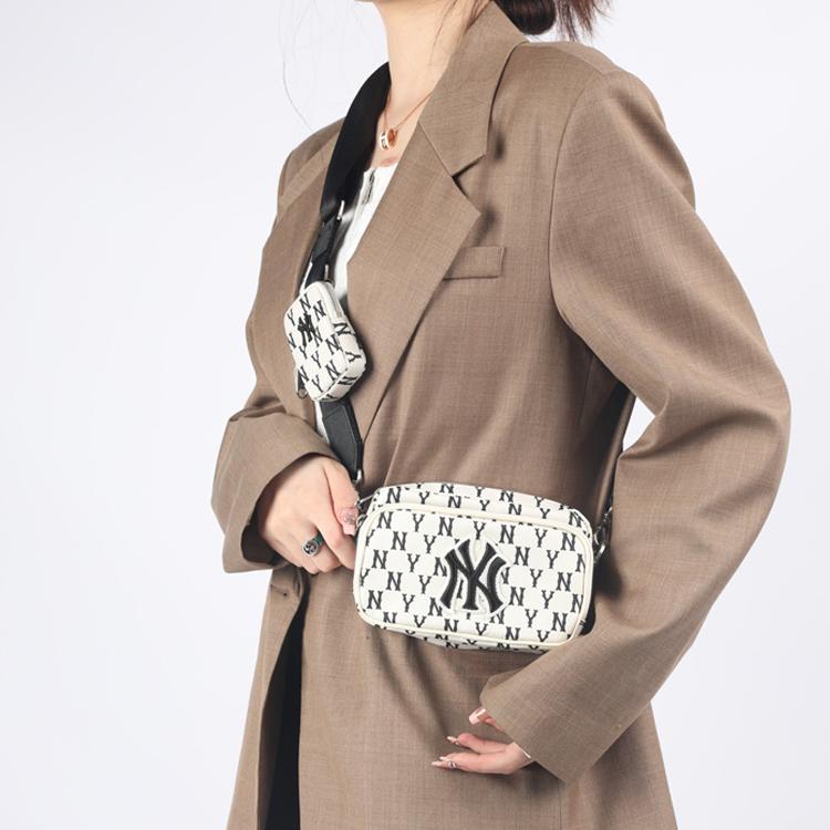New MLB Monogram Collection Polyester Shoulder Bag, Crossbody Bag Mini Unisex Black White 3ACRS012N-50CRD