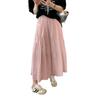 Summer 2025 White Midi Skirt: Women's Puffy Swing Dress