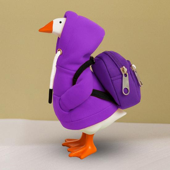 Mini Goose Hoodie with Backpack 7 Inch Desk Goose Outfit Mini Porch Goose Costume Magnetic Goose Statue Key Holder Clothes