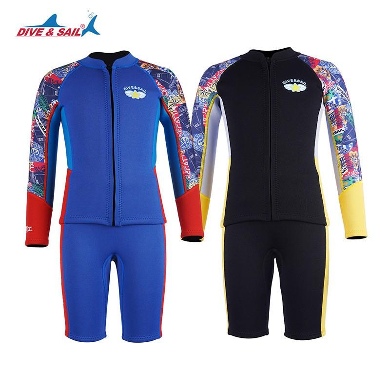 Kids 2.5mm Fullsuit Wetsuit Snorkeling Surfing Swimming Diving Warm Thermal Long Sleeve Neoprene Suit Boys
