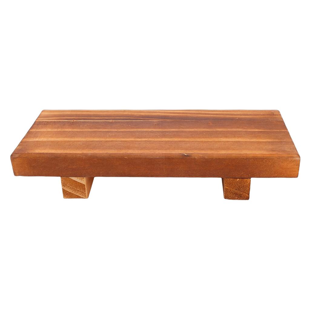 Wooden Riser Multifunctional Small Wood Tray Pedestal Stand for Kitchen Bathroom Countertop Brown Color