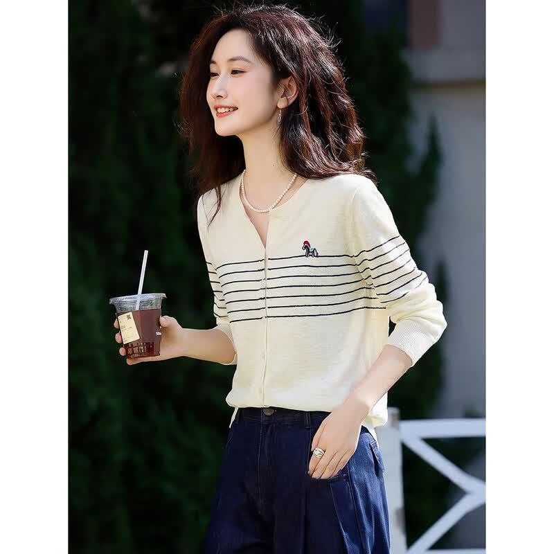 Awakening Paradise Embroidered Striped Knit Top OS