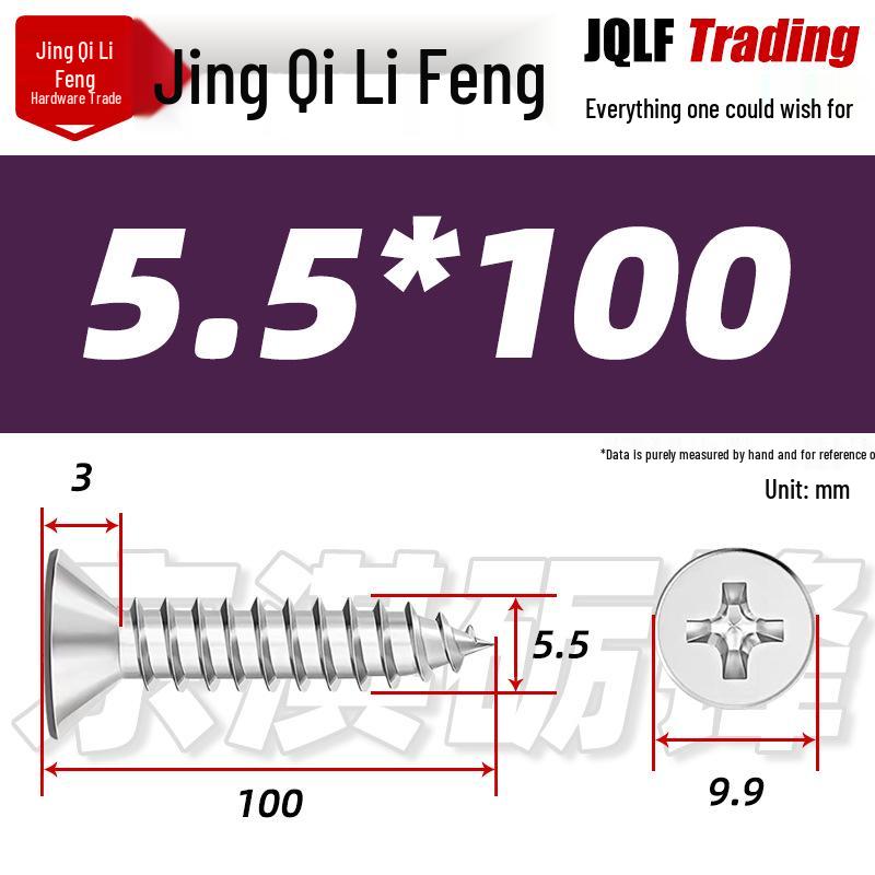 304 Stainless Steel Countersunk Self-Tapping Screw for Furniture & Outdoor Construction (GB/T 846)