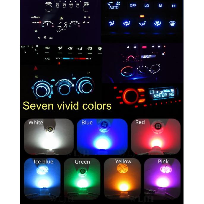 WLJH 10x Pink T3 Neo Wedge Led 8mm Base 3030 SMD Chip Car Instrument Cluster Light Dashboard Gauge HVAC AC Heater Climate Control Lamps Switch