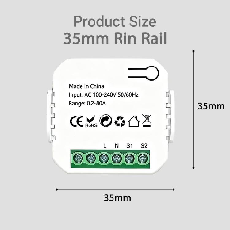 1 Channel Energy Meter 80A Current Voltage Changer Clamp Electricity Statistics Monitoring Device for Home Voice Control