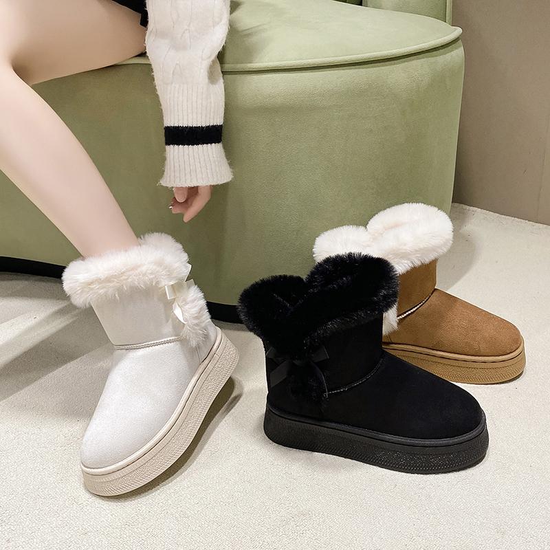2025 Winter New suede Thick Sole Chelsea Snow Boots Women's Fashion All-in-one Thick Fleece Warm Snow Cotton Shoes 4545