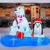 JOYFY 6 FT Long Christmas Inflatable Polar Bear Fishing with Penguin Decoration Blow Up Yard Decor Built-in LEDs for Christmas