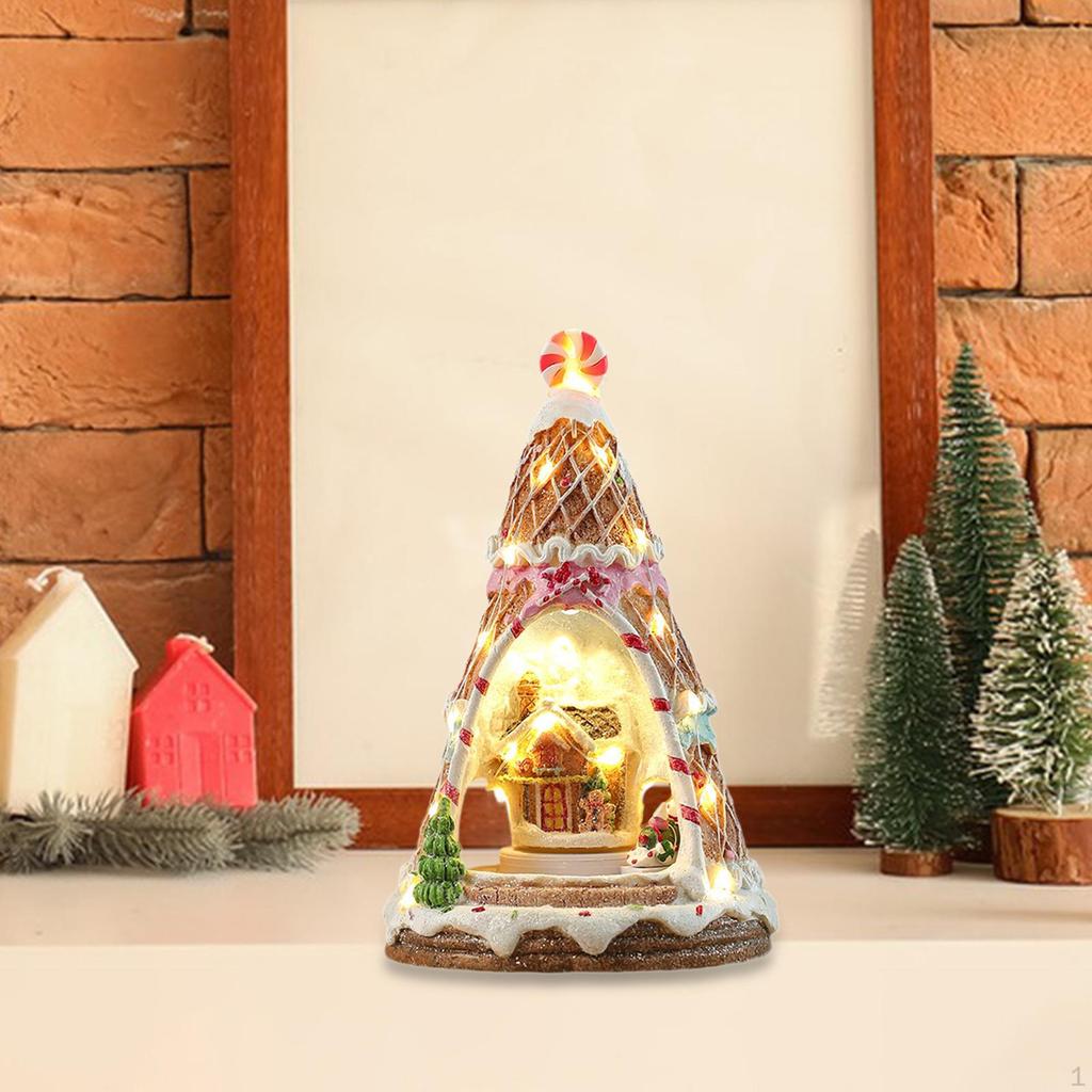 Christmas Music Box House Decor Photo Props Sculpture with Light for Bedroom