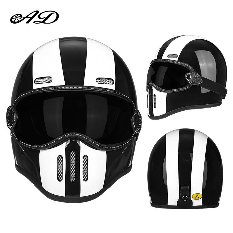 AD Fiberglass Retro Full Face Motorcycle Helmet for Men and Women