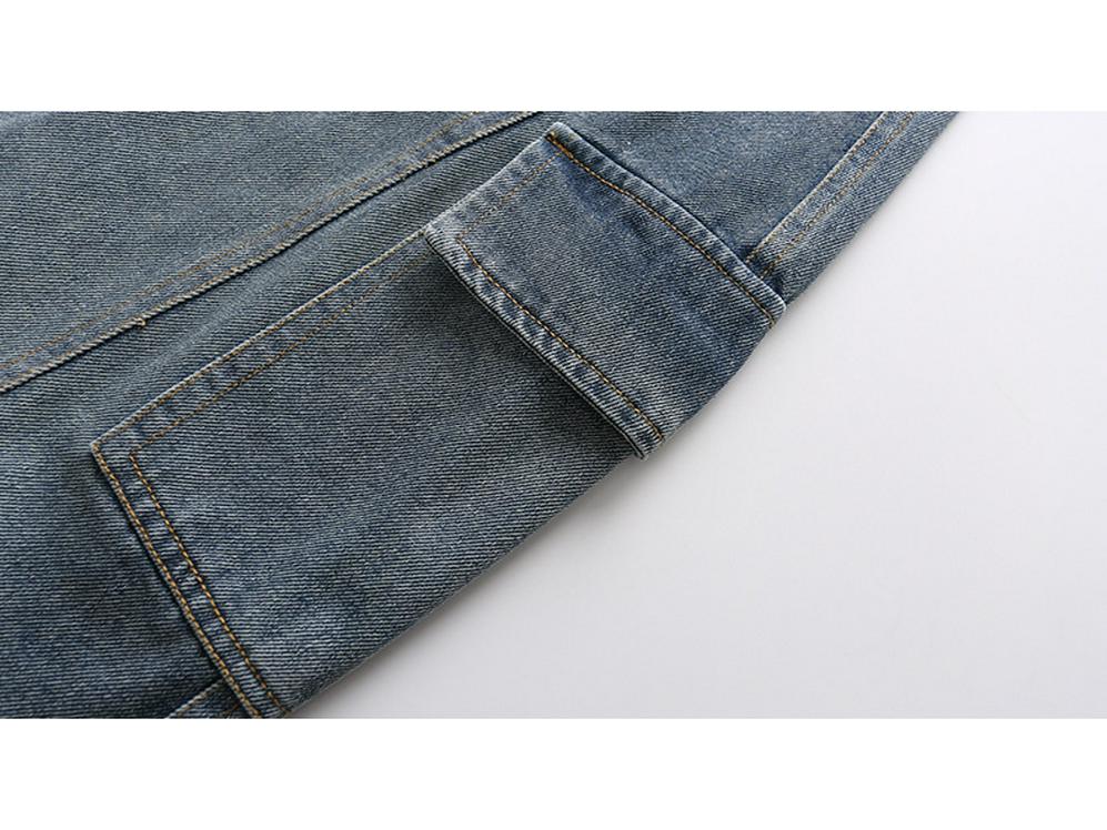 Girls' Retro Blue High-Waist Wide-Leg Pants - Spring & Autumn Versatile Loose Fit