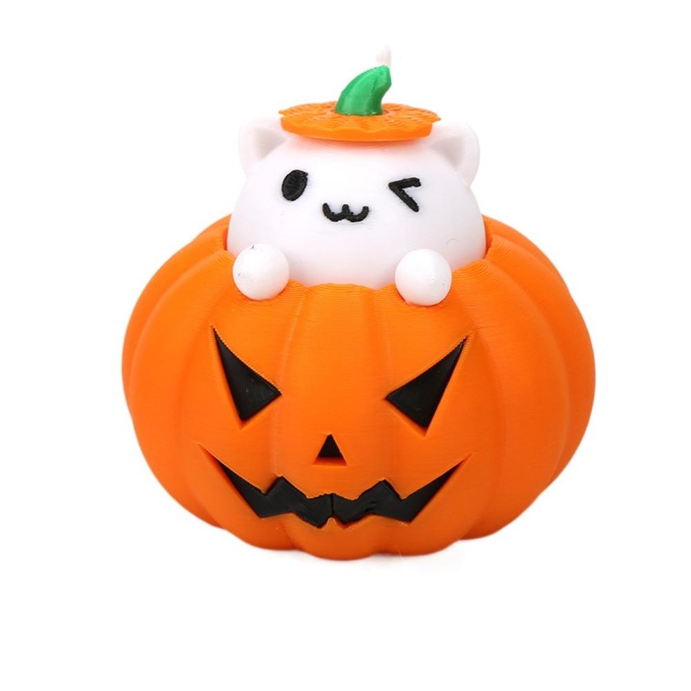 Cartoon 3D Printed Pumpkin Cat Statue Exquisite Miniature Sculpture Toy Figures  Party
