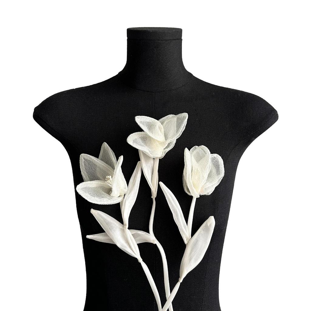 2Pcs Magnolia Flower Clothing Patch Accessories Decoration Repair Applique