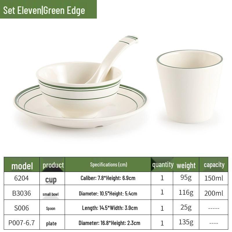 Melamine Four-Piece Table Set: Imitation Porcelain Plastic Bowls & Plates for Restaurants and Hotels