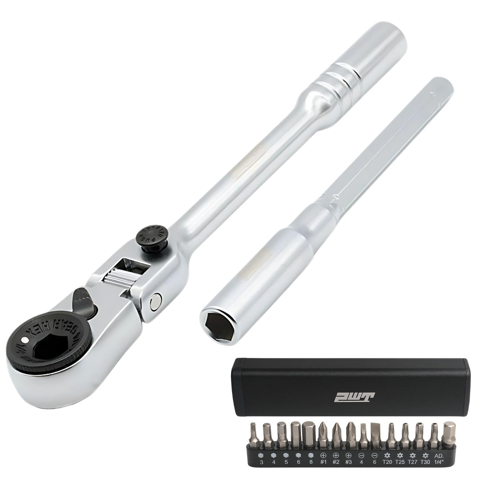 

PWT Flex Bit Ratchet Japanese Ratchet Wrench Bit Flex Tool Set with Small for and Bicycle Maintenance Set, Manufacturer, 15-Piece Set, 1/4-Inch Head,