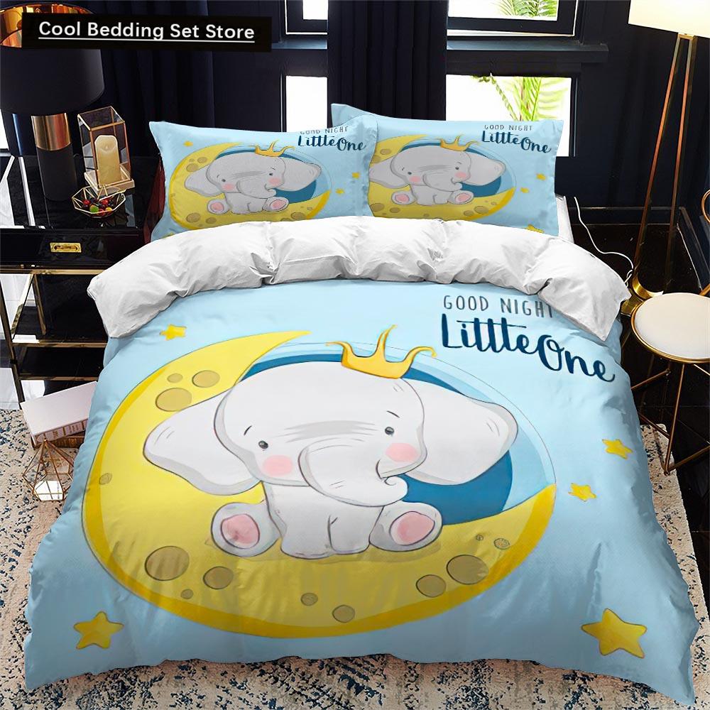 Animal Elephant Cartoon Kids Duvet Cover Queen King Twin Size Bedding Set Wildlife Comforter Cover 2/3pcs Polyester Quilt Cover