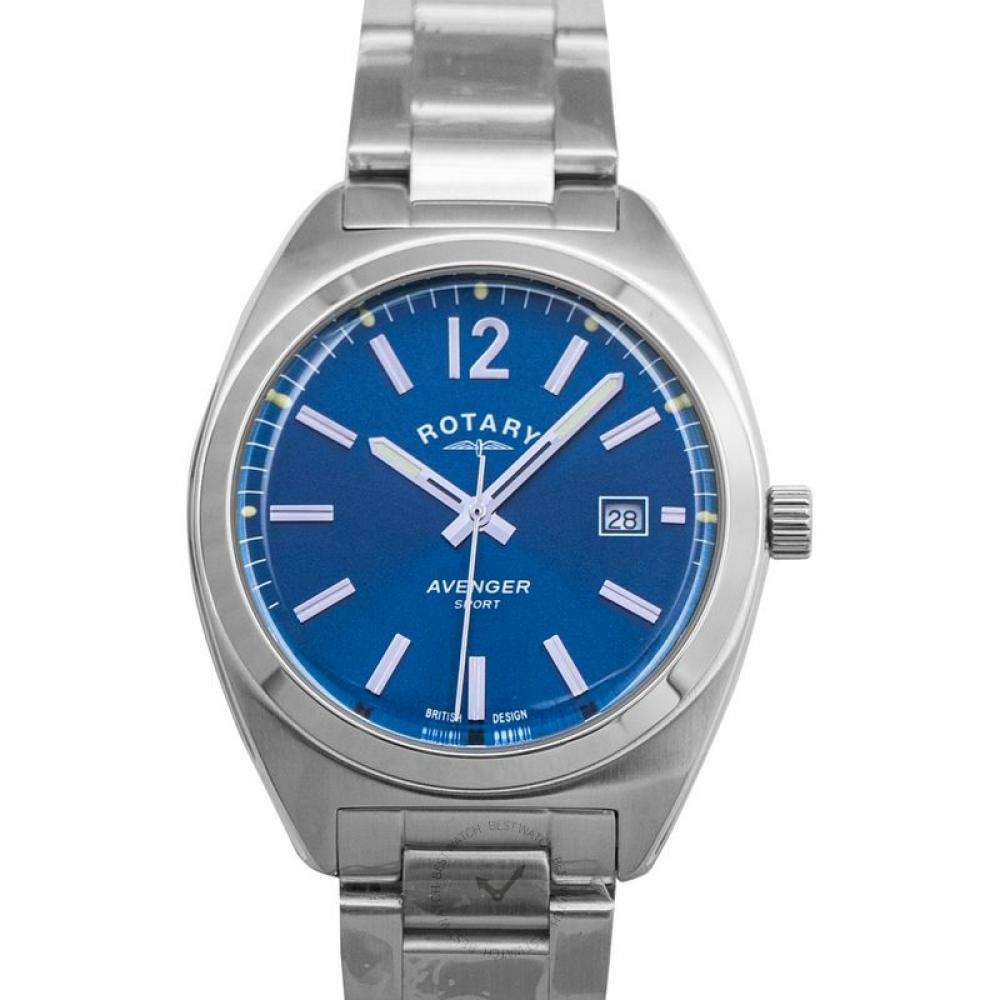 

Мужские часы из нержавеющей стали с поворотным кварцем и синим циферблатом