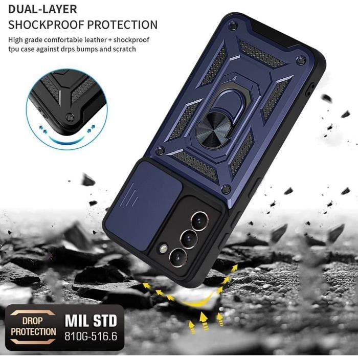 Coque de Protection - PROSHOP - pour Samsung S21 Plus - Rigide - Verre trempé - Bleu Marine