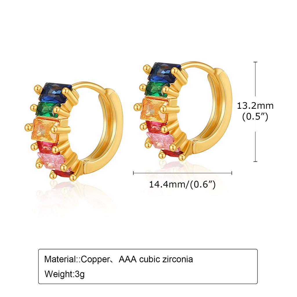 Dainty Colorful CZ Stone Hoop Earrings for Women Girls, Gold Color Bling Metal Small Earring Birthday Gifts Christmas Party