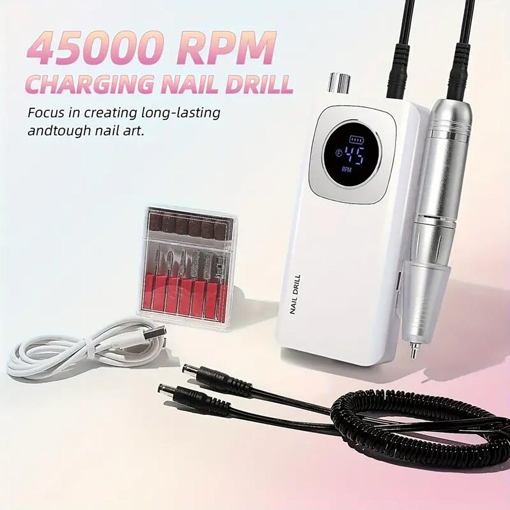 Portable Electric Nail Drill Set,used for Removing and Polishing Gel Polishing Agent, Efficient Nail Enhancement Technology Tool