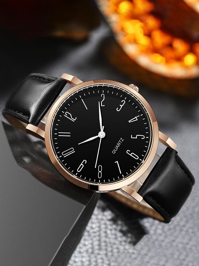 A fashionable, simple and versatile quartz watch with a thin, round and retro large dial for ladies