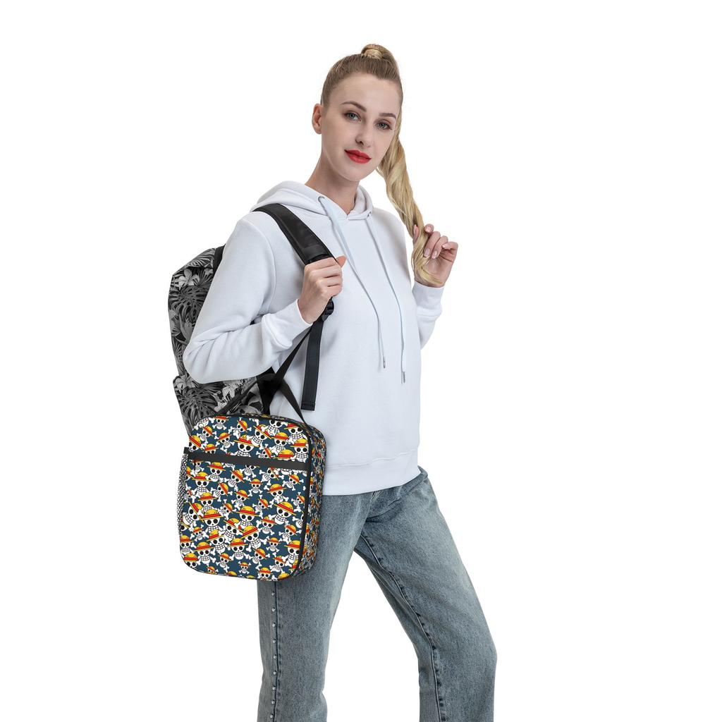Chopper Mixed Seamless Print One Piece Lunch Bag For Girl Boy  Graphic Outdoor Picnic Lunch Box Retro Portable Oxford Cooler Bag