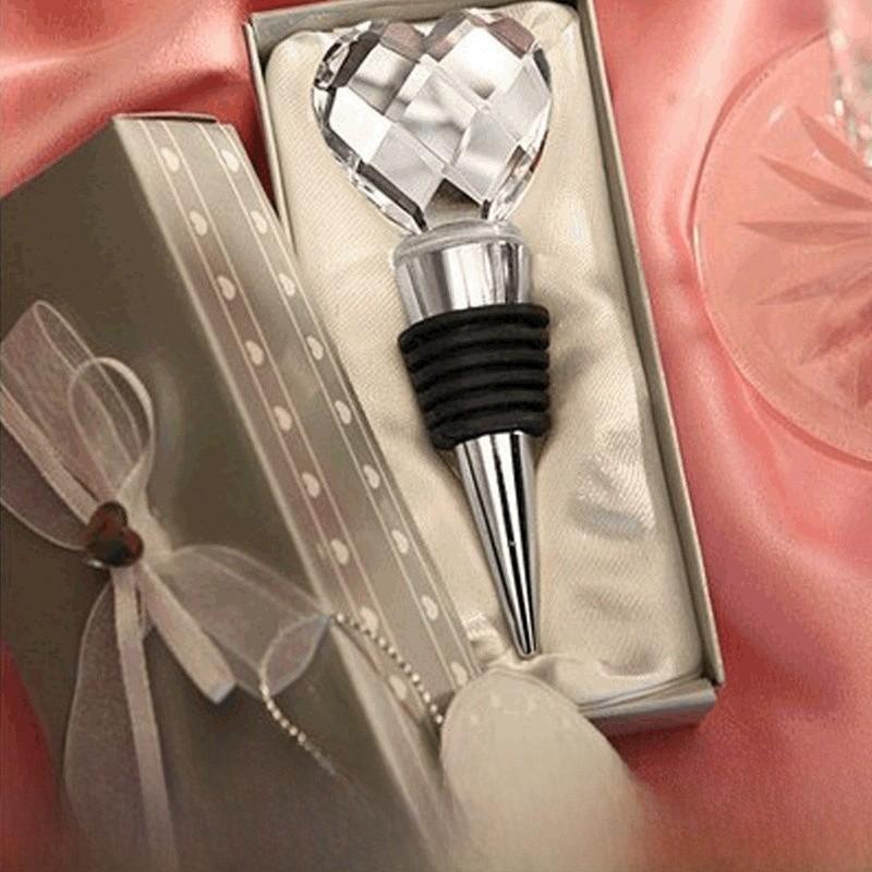 Crystal Heart Wine Stopper With Geometric Design For Wedding Celebration Gift