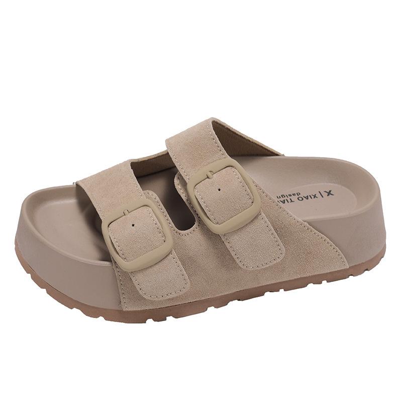 Casual Retro Platform Slippers Women's 2025 Summer New Outer Wear Fashionable Versatile One-word Drag Bokensha Sandals