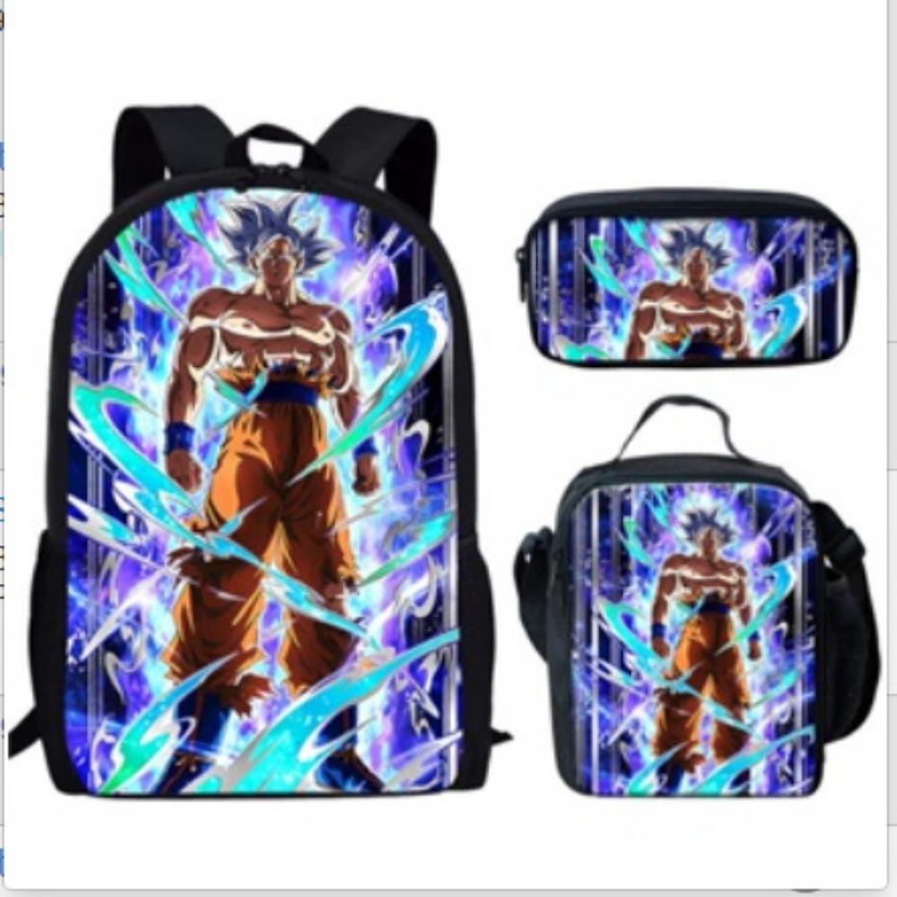 Dragon Ball Backpack Cross-border Trend Backpack Retro School Bag Dragon Ball Cartoon Three-piece Set