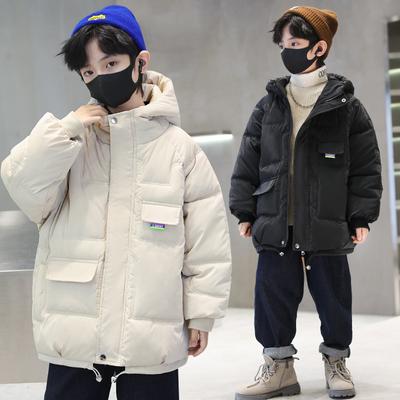 Winter Windproof Warm Boys Cotton Lined Full Zip Drawstring Puff Jackets School Kids Parka Child Snow Coats Outfit