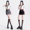American Spicy Black Sexy High-Waist A-Line Midi Skirt for Plus Size Women