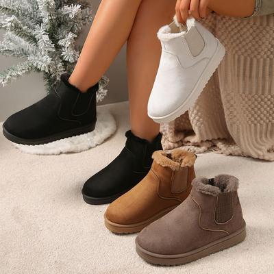 Grandes tailles bottes de neige chaudes en velours pour femmes style européen et américain couvre-pieds bout rond bottes de mode aide tissu élastique